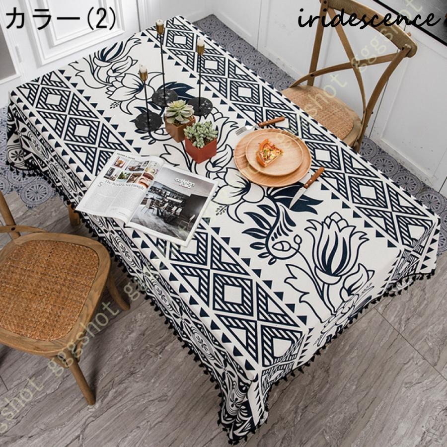 ボヘミアン風 テーブルクロス テーブルカバー 綿麻 タッセル 復古 耐熱