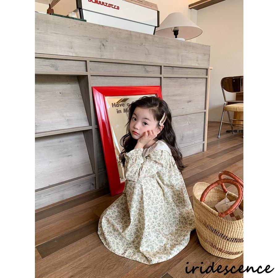 子供 ワンピース 子供服 女の子 ガールズ 白襟 キッズ 花柄 フリル