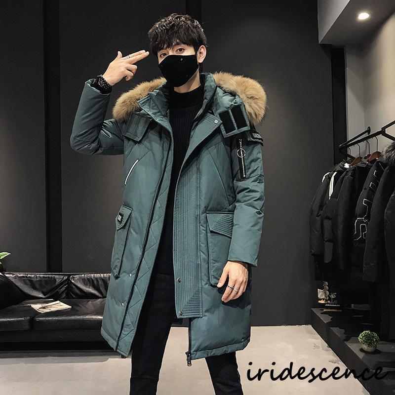 ダウンコート メンズ ロングコート フード付き ファー シンプル 長袖