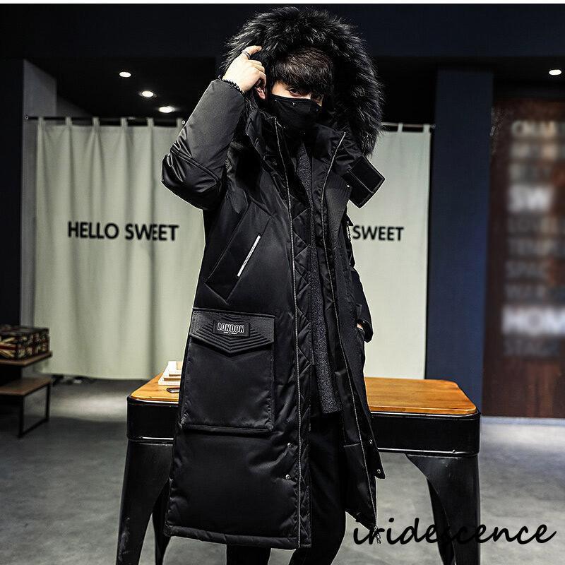 ダウンコート メンズ ロングコート フード付き ファー シンプル 長袖