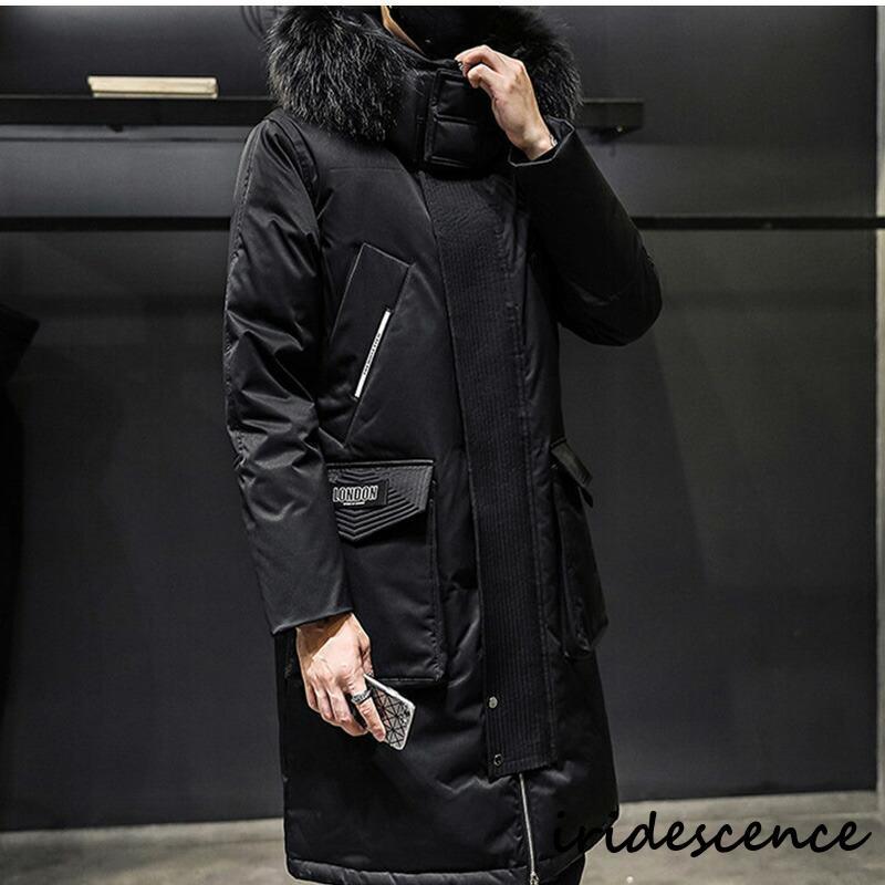 ダウンコート メンズ ロングコート フード付き ファー シンプル 長袖