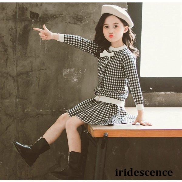 子供服 女の子 セットアップ キッズ ニットセーター 長袖 春秋