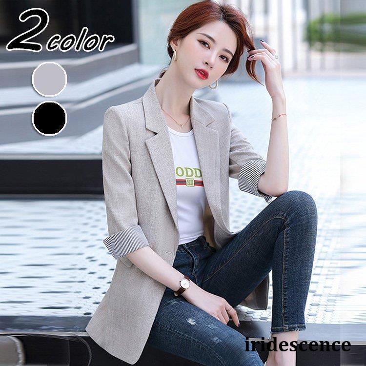 ブレザー スーツ レディース 七分袖テーラードジャケット オシャレ