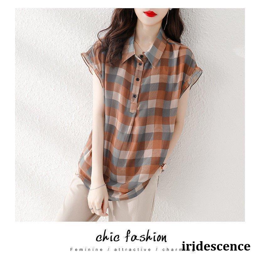 シャツブラウス シフォンブラウス チェック柄シャツ チェック