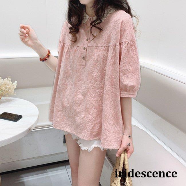 シャツブラウス 襟付き レディース 花柄ブラウス レース 大人