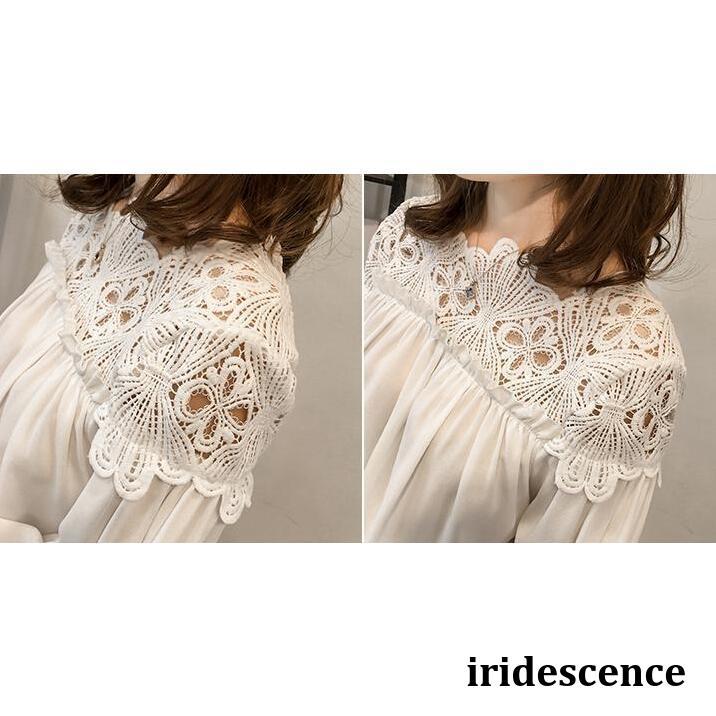 刺繍ブラウス レース 透け感 刺繍 長袖 レディース トップス