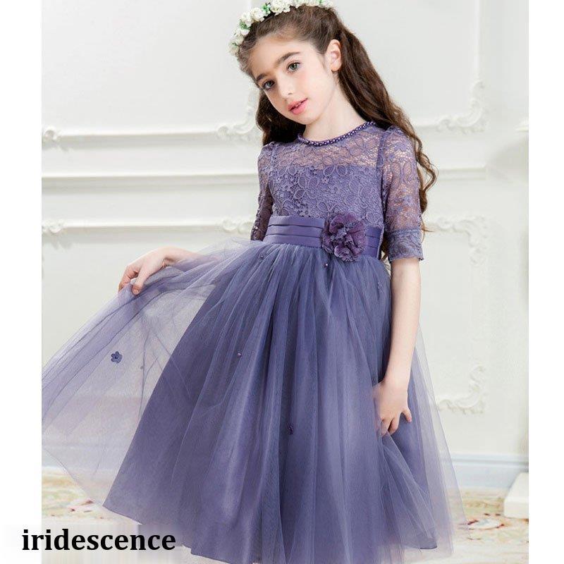 120★メゾピアノ★レース＆パニエ付き！お花刺繍！ドレスワンピース★フォーマル 120☆メゾピアノ☆レース＆パニエ付き！お花刺繍！ドレス