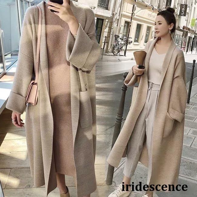 カーディガン ロング丈 レディース ニットカーディガン ボタン無し カーディガン ゆったり ロングカーディガン 秋 体型カバー コーディガン 春 カーディガン ロング丈 レディース ニットカーディガン ボタン無し