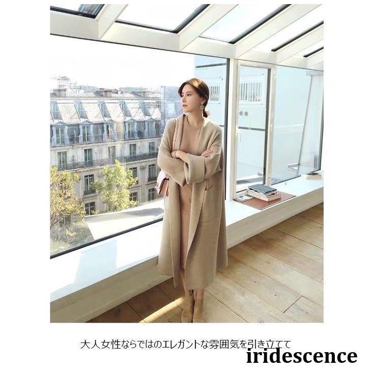 カーディガン ロング丈 レディース ニットカーディガン ボタン無し