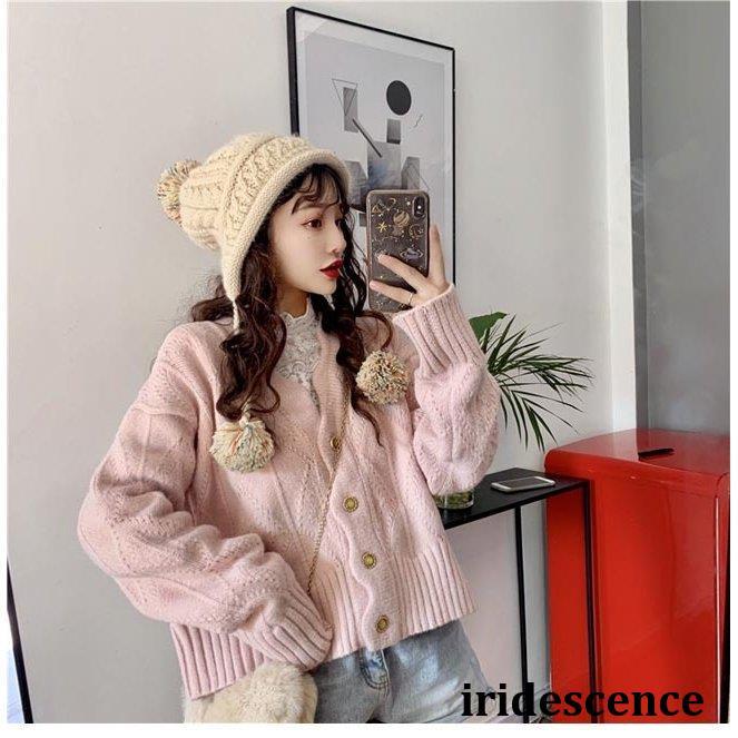ニットカーディガン 秋 レディース カーディガン ボレロ ボタン