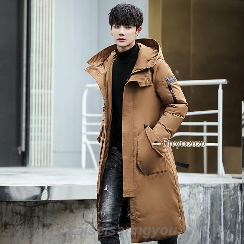 ダウンジャケット メンズ ダウンコート ロング丈 フード付き 冬