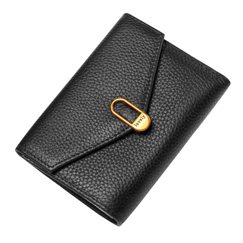 二つ折り財布 レディース財布 黒 本革 牛革 クリスマス ギフト 二つ折り財布 レディース財布 黒 本革 牛革 クリスマス ギフト