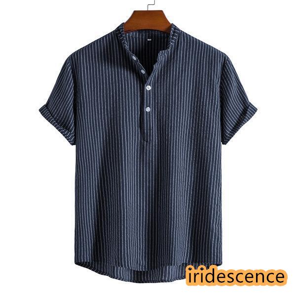 ポロシャツ メンズ 半袖 スポーツ ストライプ 立ち襟 トップス 麻 無地 シンプル アメカジ 綿 ビジネス 夏 カジュアル ゆったり | ブランド登録なし | 10