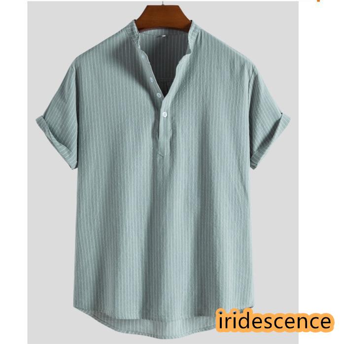 ポロシャツ メンズ 半袖 スポーツ ストライプ 立ち襟 トップス 麻 無地 シンプル アメカジ 綿 ビジネス 夏 カジュアル ゆったり | ブランド登録なし | 08