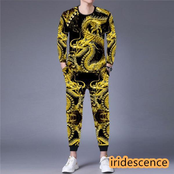 ジャージ メンズ セットアップ 上下セット Tシャツ 長袖 龍柄 細身