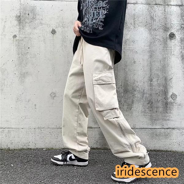 メンズカジュアルパンツストリートジッパーデザイン春秋冬 ジッパー付きメンズストレートパンツ,カジュアルパンツ,多用途