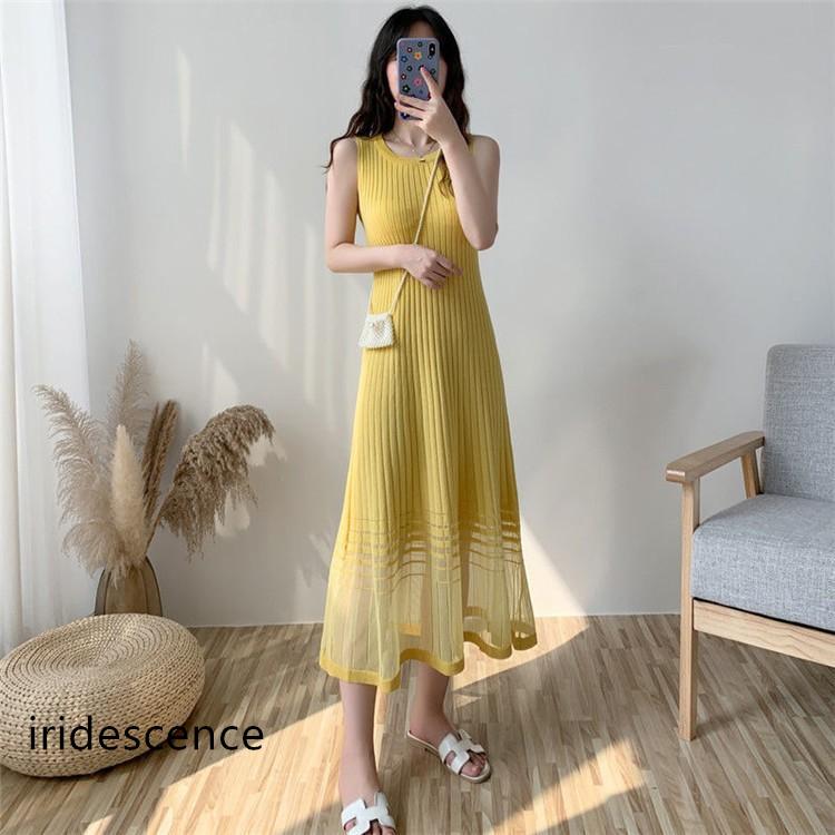ワンピース レディース ロングワンピース ロング丈 サマーニット 涼しい ニットワンピ ノースリーブ タンクトップワンピース 着痩せ おしゃれ 夏 通勤 | ブランド登録なし | 01