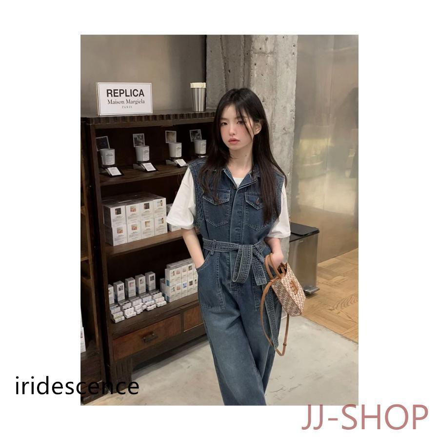 りんご　極美品　ダークグレー デニム調　オーバーオール スノーボード オーバーオール デニム レディース ノースリーブ つなぎ 長