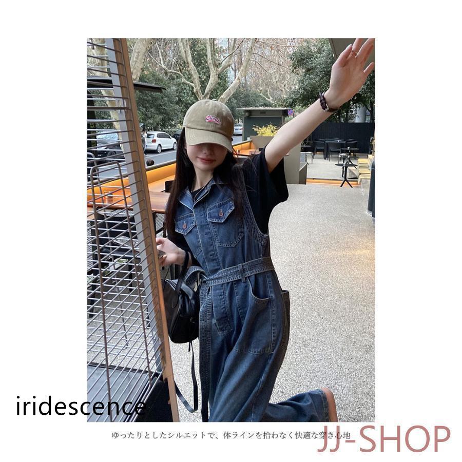 オーバーオール デニム レディース ノースリーブ つなぎ 長