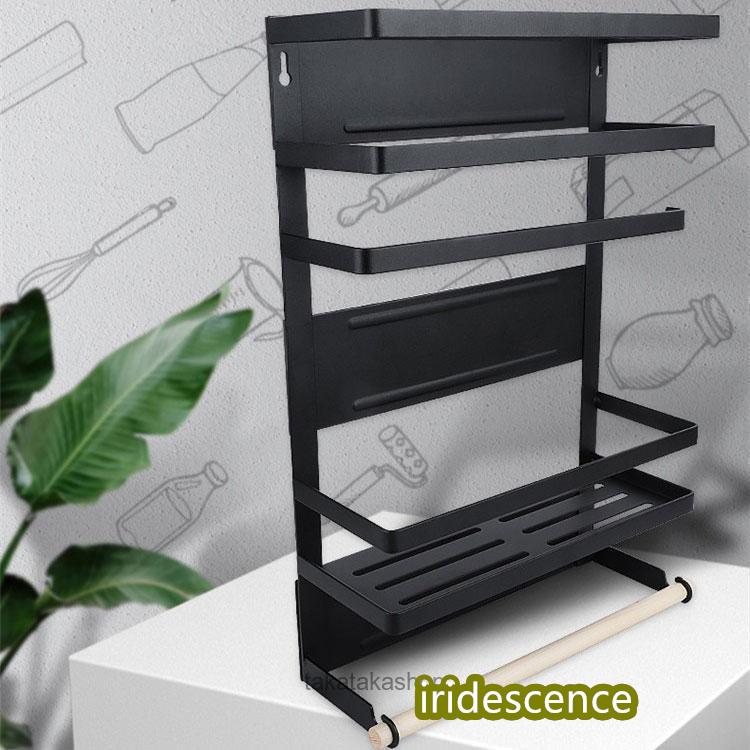 冷蔵庫サイドラック 棚 キッチンラック キッチン収納  マグネット  ラップホルダー キッチンペーパーホルダー 横収納 ワイド収納バスケット 小物入れ | ブランド登録なし