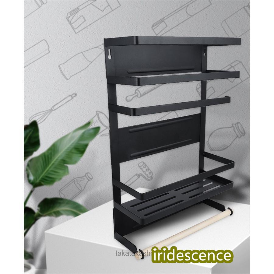 冷蔵庫サイドラック 棚 キッチンラック キッチン収納  マグネット  ラップホルダー キッチンペーパーホルダー 横収納 ワイド収納バスケット 小物入れ | ブランド登録なし | 03