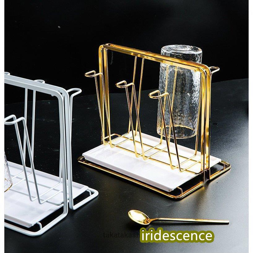 日用雑貨 キッチン雑貨 キッチン用品 グラススタンド カップスタンド 水切りラック スタイリッシュ シンプル 便利グッズ ホワイト ゴールドハイセンス | ブランド登録なし | 11
