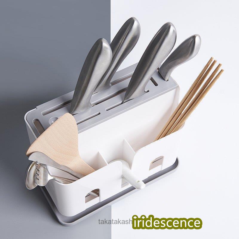 日用雑貨 キッチン雑貨 キッチン用品 包丁スタンド カトラリースタンド 見せる収納 水切りトレー付 無地 シンプル 便利アイテム ホワイト | ブランド登録なし | 06