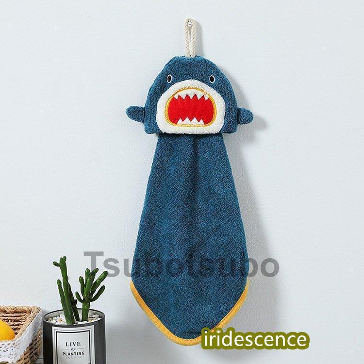 ループ付きタオル 同色2枚セット おしゃれ サメ 動物 パイル  ハンドタオル 手拭き 洗面所 キッチン 保育園 幼稚園 入園準備 キッズ ふわふわ やわらか タオル | ブランド登録なし | 04