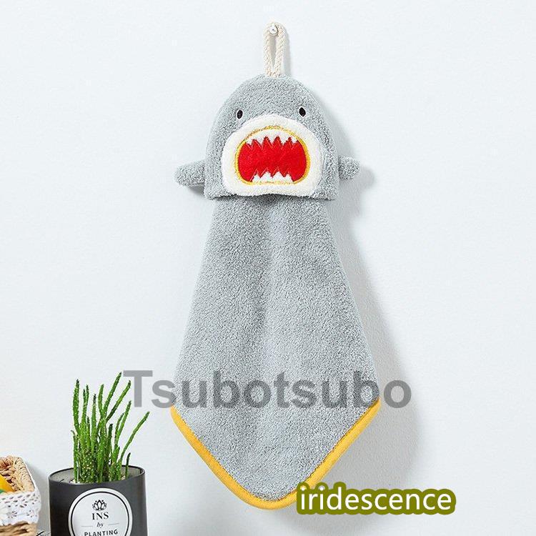 ループ付きタオル 同色2枚セット おしゃれ サメ 動物 パイル  ハンドタオル 手拭き 洗面所 キッチン 保育園 幼稚園 入園準備 キッズ ふわふわ やわらか タオル | ブランド登録なし | 06