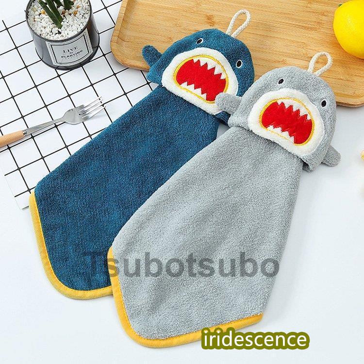 ループ付きタオル 同色2枚セット おしゃれ サメ 動物 パイル  ハンドタオル 手拭き 洗面所 キッチン 保育園 幼稚園 入園準備 キッズ ふわふわ やわらか タオル | ブランド登録なし | 08