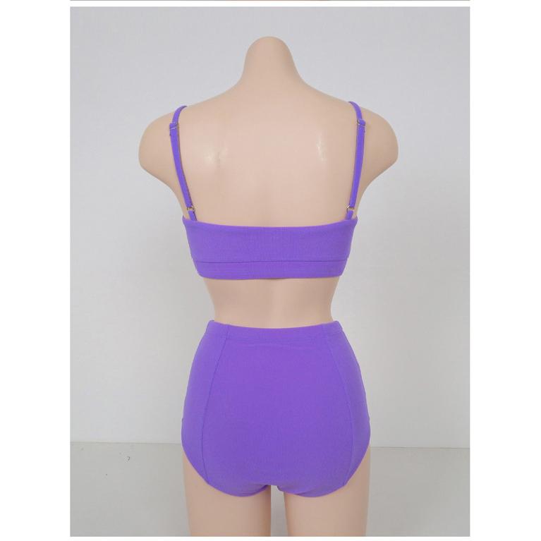 ビスチェビキニ レディース ユニークなニットソー素材 フロントボタン 無地 黒  シンプル 水着 セパレート 上 | ブランド登録なし | 12