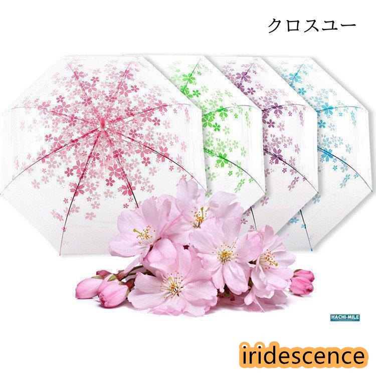 櫻 ビニール巻きスコート 透明×ピンク 丈28.5 2509 傘 長傘 ビニール傘 雨傘 透明傘 桜柄 ワンタッチ かわいい