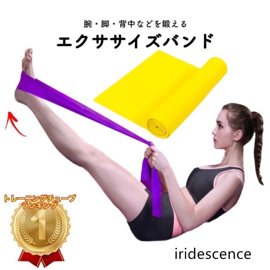 トレーニングチューブ エクササイズバンド 筋トレ ロング ゴム