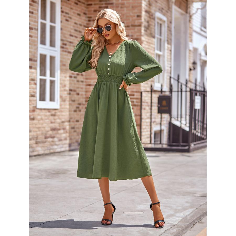 ワンピース レディース 春 秋 マキシワンピース 長袖 Vネック