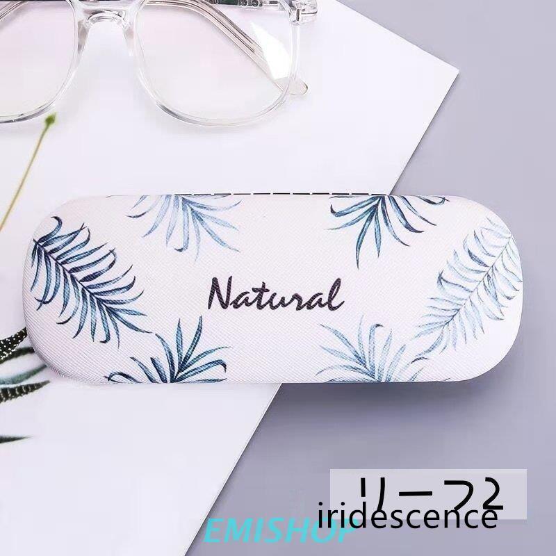 クリアフレーム 薄紫レンズ PCメガネ ケース付き メガネケース ハード 眼鏡ケース デザイン豊富 カラフル リーフ