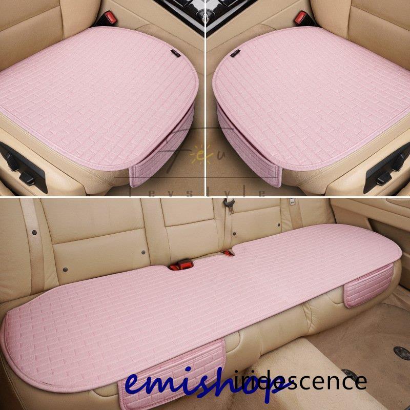 車用 座布団 クッション 亜麻 カークッション 車座布団 3点セット シートカバーシート 車イスクッション シンプル 運転席 助手席 後部座席 通気性 車用品 | ブランド登録なし | 01