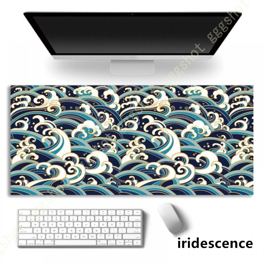 Idocolors ブルーチェックグリッドチェッカーボードデスクマット、かわいい拡張ゲーミングキーボードマウスパッド、大型オフィスデ ブルー  マウスパッド 大型 ゲーミング 風景柄 柔らかい マウスマット デスクマット 特大 おおきい キーボードパッド ゴム底 エレコム 光学 ...