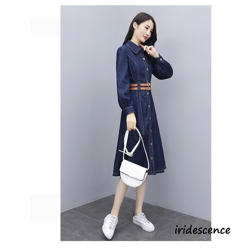 デニムワンピース レディース 長袖 ワンピース デニム ロング