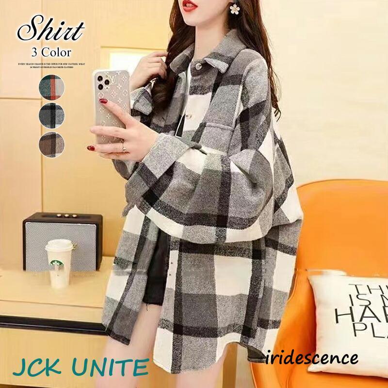 チェックシャツ 長袖 シャツ チェック柄 レディース トップス 大きいサイズ アウター 羽織り 上着 ロング丈 ネルシャツ 襟付き キレイめ 大人 カジュアル 秋 | ブランド登録なし