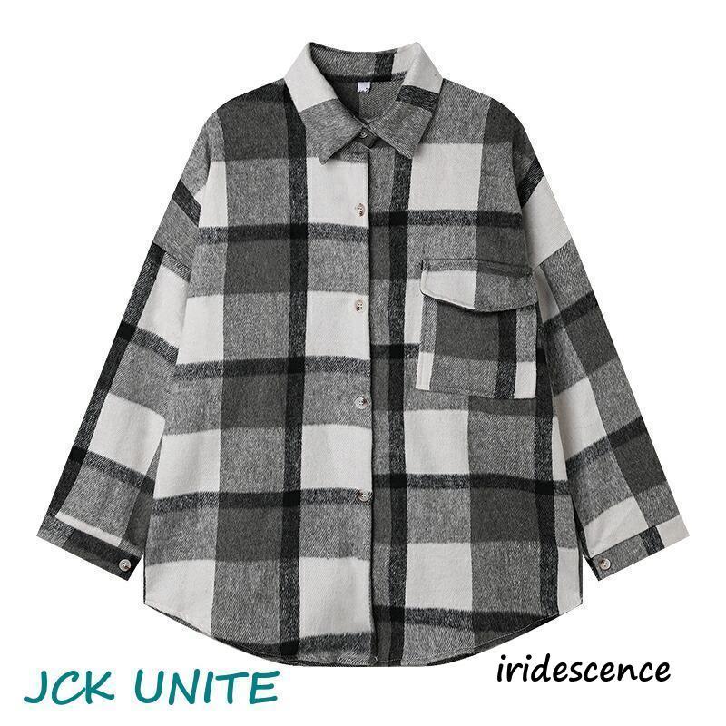 チェックシャツ 長袖 シャツ チェック柄 レディース トップス 大きいサイズ アウター 羽織り 上着 ロング丈 ネルシャツ 襟付き キレイめ 大人 カジュアル 秋 | ブランド登録なし | 18