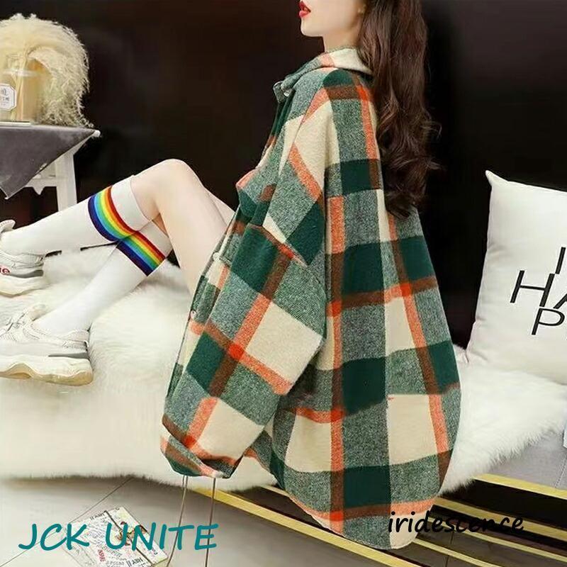 チェックシャツ 長袖 シャツ チェック柄 レディース トップス 大きいサイズ アウター 羽織り 上着 ロング丈 ネルシャツ 襟付き キレイめ 大人 カジュアル 秋 | ブランド登録なし | 08