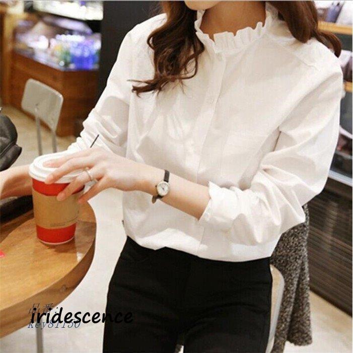 ルネ♡ホワイトフリル襟長袖ブラウス34⭐️極美品⭐️ シャツ ブラウス レディース OL 通勤 フリルネック おしゃれ フリル 白