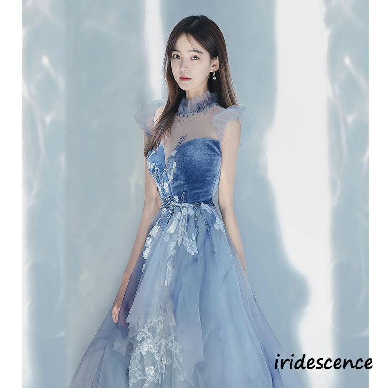 カラードレス 演奏会 ブルー ロングドレス プリンセスラインドレス コンサート パーティードレス 発表会 ウェディングドレス 二次会 青 結婚式 ステージ衣装 | ブランド登録なし | 06