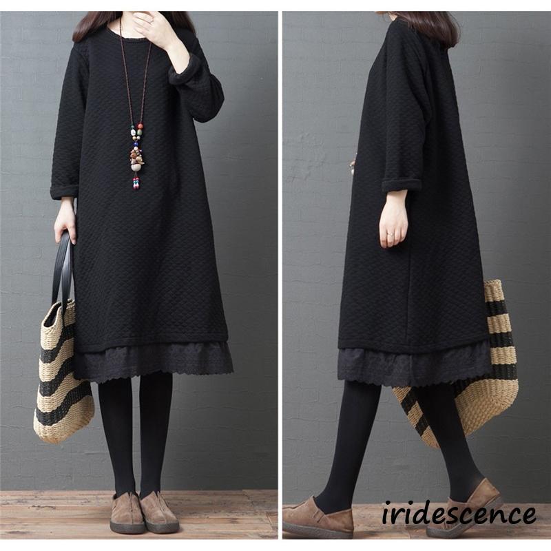 ワンピース チュニック レディース 40代 膝丈 秋冬 無地 ロング