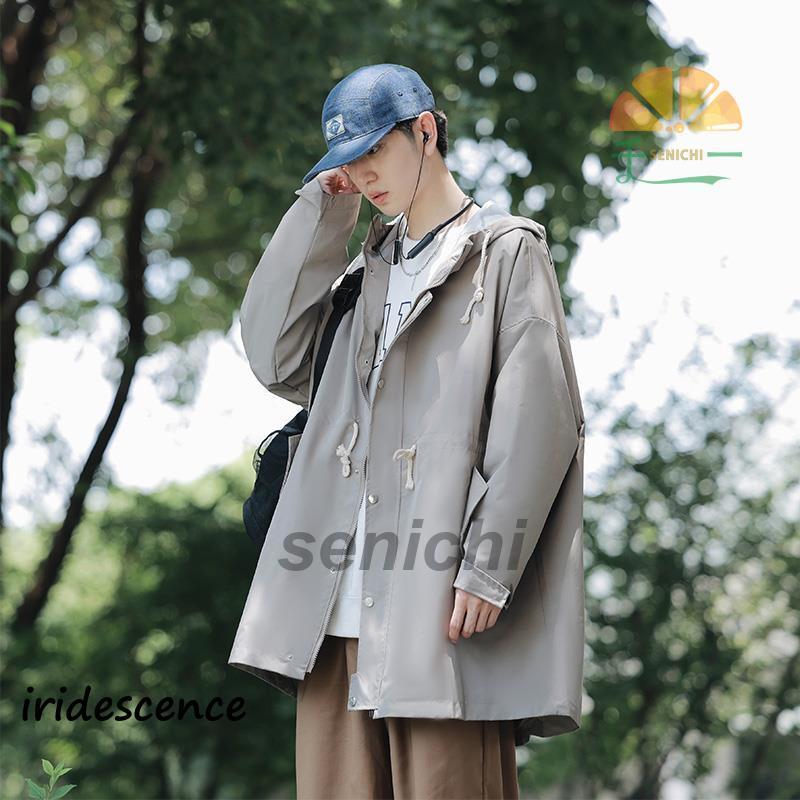 トレンチコート メンズ スプリングコート トップス フード付き