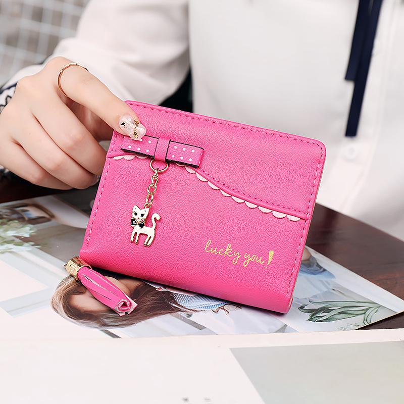 財布 レディース 三つ折り財布 可愛い 子供 女の子 猫 チャーム付