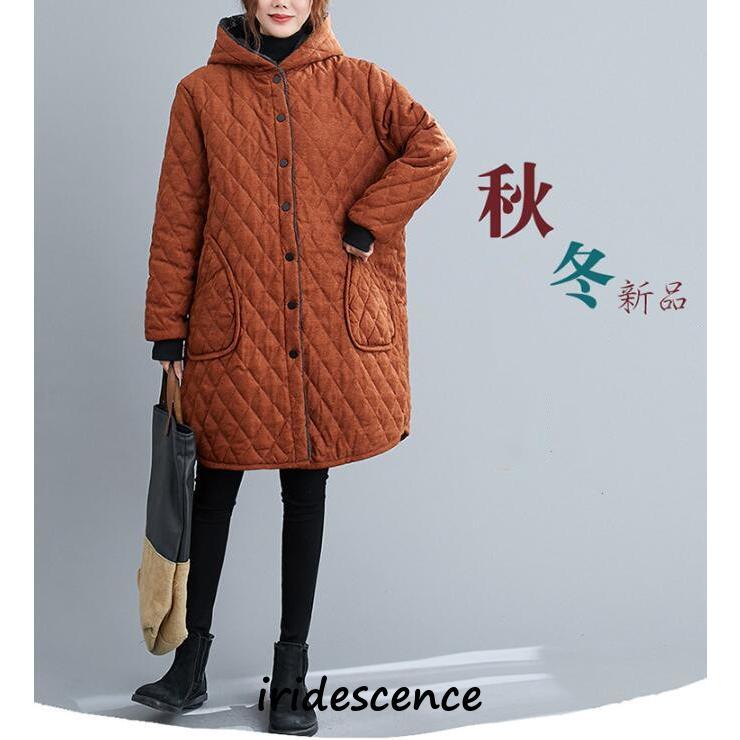 コート レディース アウター ロングコート フード付き 中綿入り 長袖  