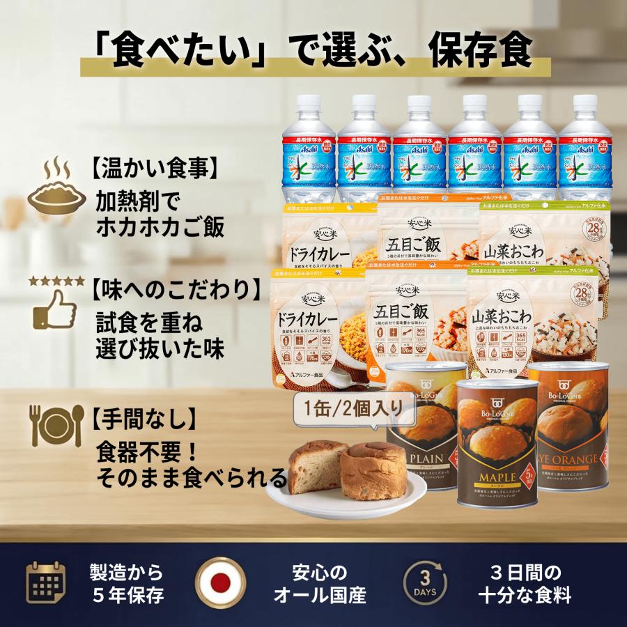 【防災士監修】防災セット 2人用 58点 避難グッズ 保存食付き ソーラーラジオライト エアーマット 非常用持ち出し袋 災害対策リュック |  | 03