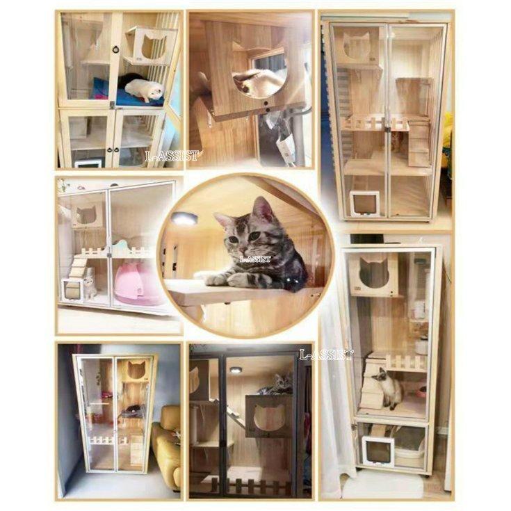 【値下げ】 人気新品★豪華２層ネコハウス 別荘 猫部屋 繁殖 アパート自由出入りドア 冬防寒 アパート ペット　キャット別墅 【BCD1101549950】(39000円)