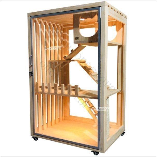 【値下げ】 人気新品★豪華２層ネコハウス 別荘 猫部屋 繁殖 アパート自由出入りドア 冬防寒 アパート ペット　キャット別墅 【BCD1101549950】(39000円)